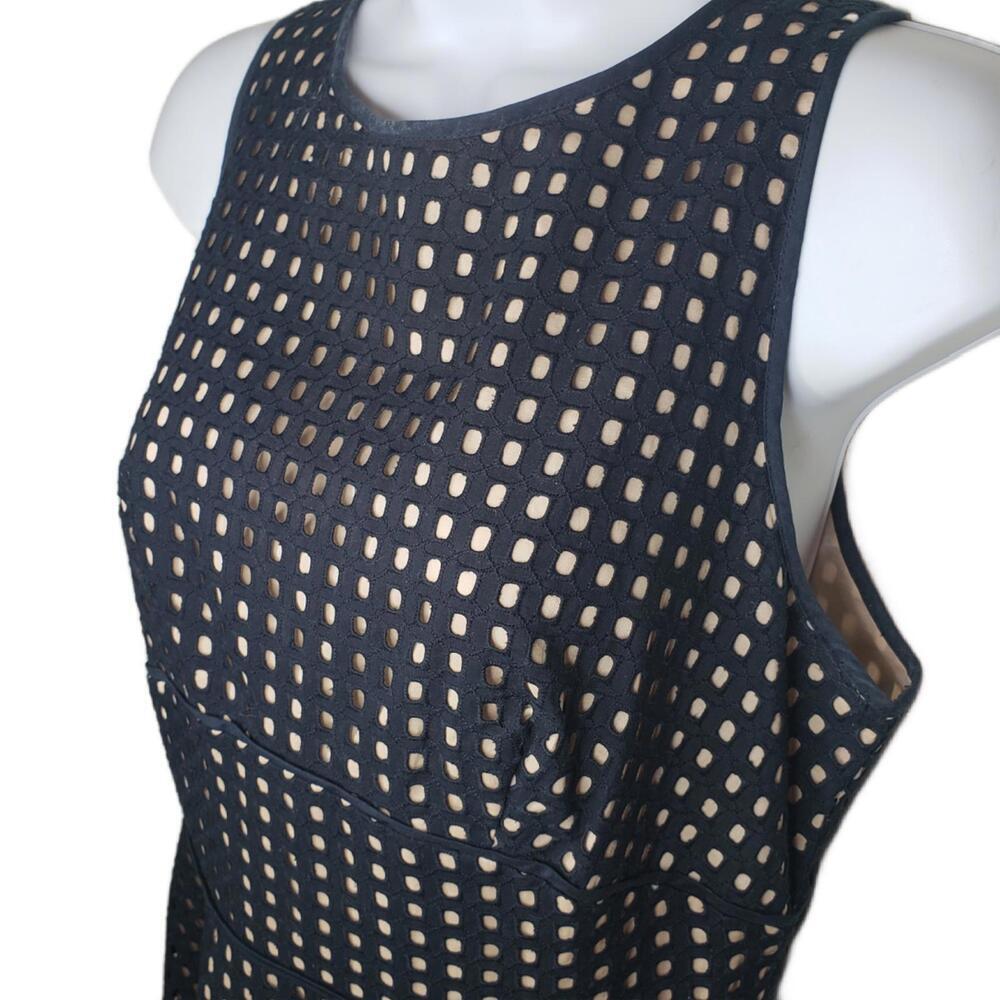 Loft Women's Sz 6 Black/Nude Eyelet Fit Flare Mini Dress(1790) - Picture 5 of 8